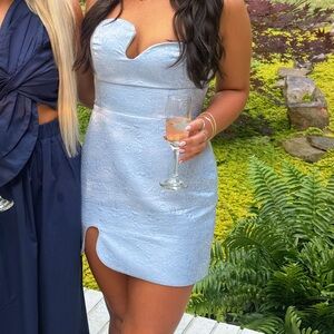 Amanda uprichard puzzle dress in powder blue